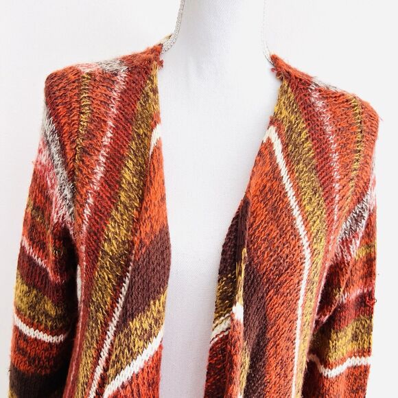 New Directions Striped Cardigan in Orange, Brown & White. Size L. EUC. - Picture 2 of 8